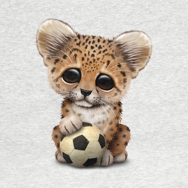 Leopard Cub With Football Soccer Ball by jeffbartels